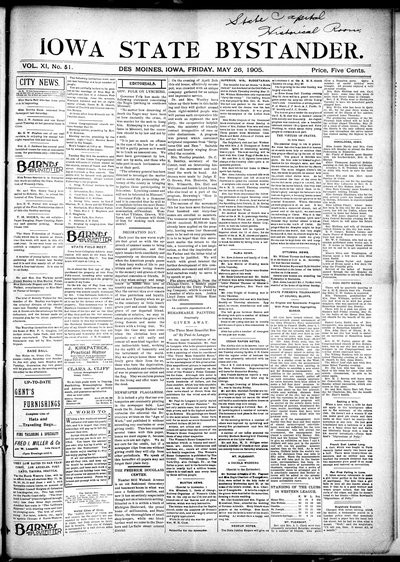 Iowa State Bystander, May 26, 1905
