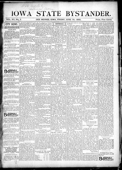 Iowa State Bystander, Jun 16, 1905