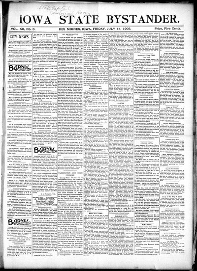 Iowa State Bystander, Jul 14, 1905