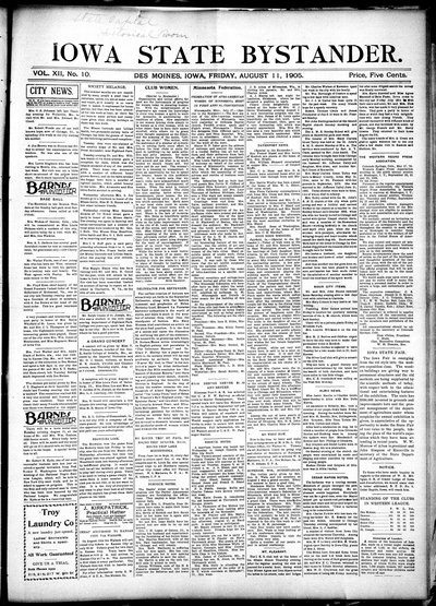 Iowa State Bystander, Aug 11, 1905