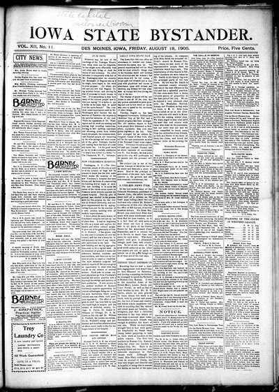 Iowa State Bystander, Aug 18, 1905