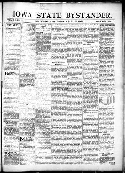 Iowa State Bystander, Aug 25, 1905