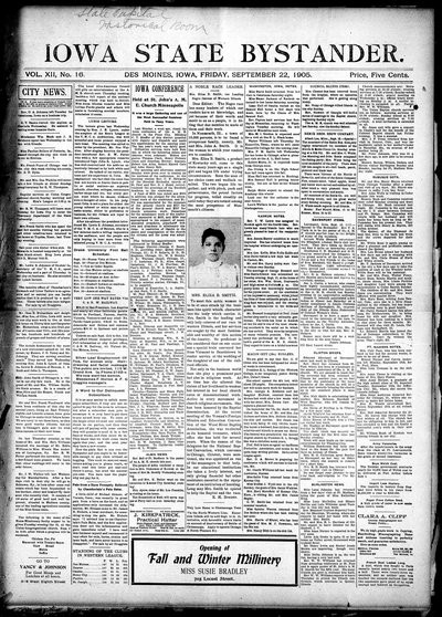 Iowa State Bystander, Sep 22, 1905