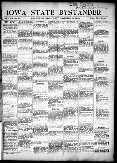 Iowa State Bystander, Nov 24, 1905