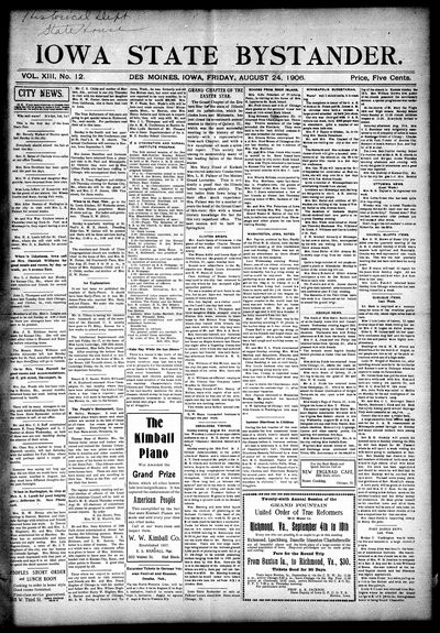 Iowa State Bystander, Aug 24, 1906
