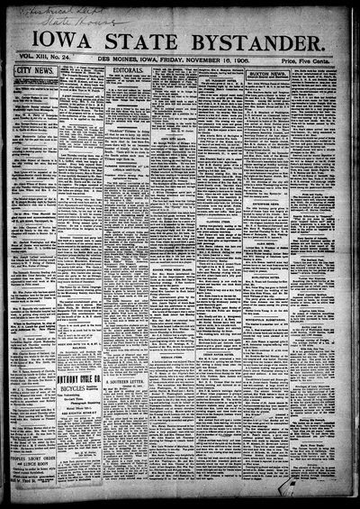 Iowa State Bystander, Nov 16, 1906