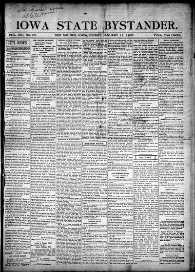 Iowa State Bystander, Jan 11, 1907