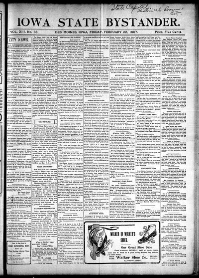 Iowa State Bystander, Feb 22, 1907