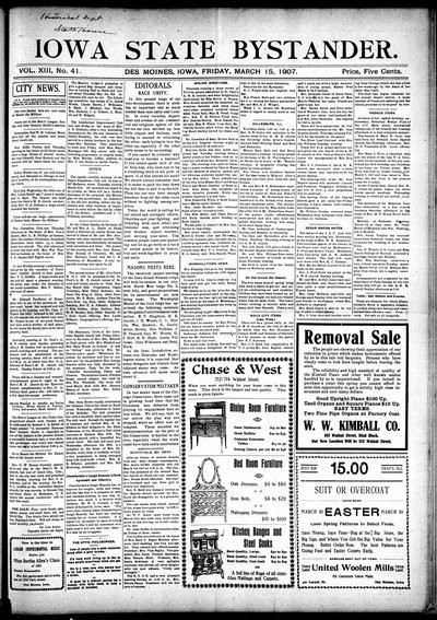 Iowa State Bystander, Mar 15, 1907
