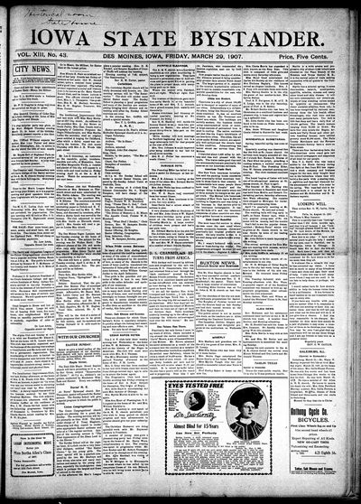 Iowa State Bystander, Mar 29, 1907