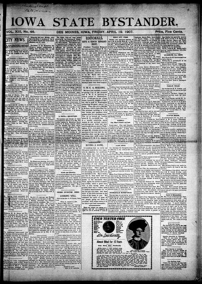 Iowa State Bystander, Apr 19, 1907