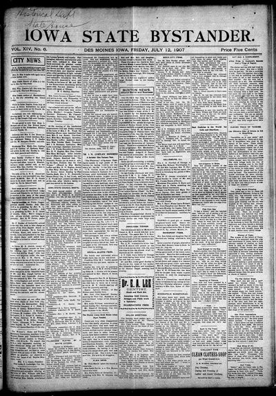Iowa State Bystander, Jul 12, 1907