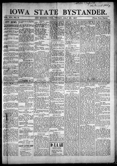 Iowa State Bystander, Jul 26, 1907
