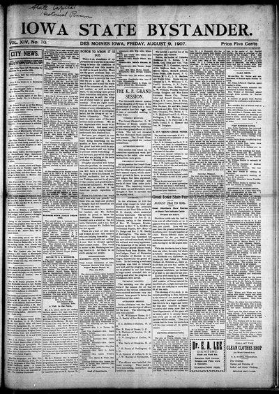 Iowa State Bystander, Aug 9, 1907