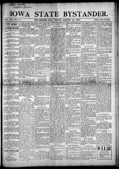 Iowa State Bystander, Aug 16, 1907