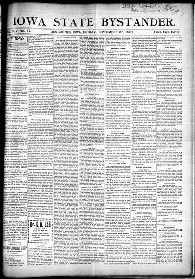 Iowa State Bystander, Sep 27, 1907