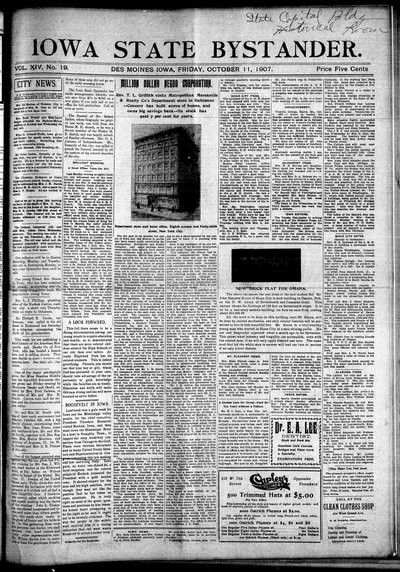 Iowa State Bystander, Oct 11, 1907