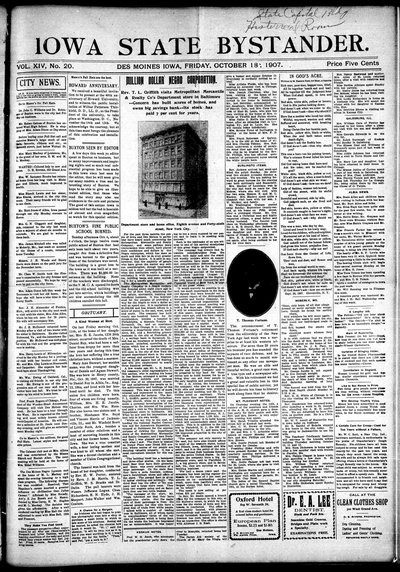 Iowa State Bystander, Oct 18, 1907