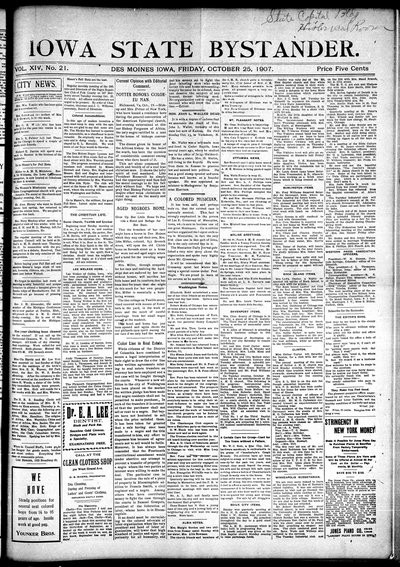 Iowa State Bystander, Oct 25, 1907