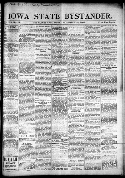 Iowa State Bystander, Nov 15, 1907