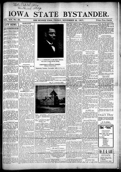 Iowa State Bystander, Nov 22, 1907