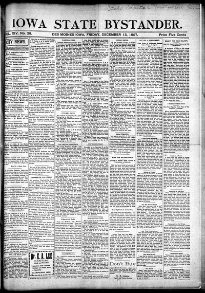 Iowa State Bystander, Dec 13, 1907