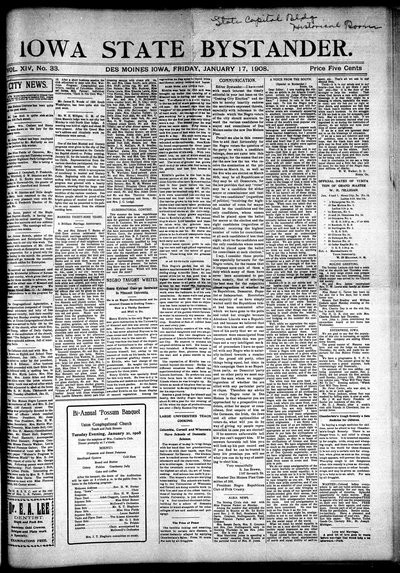 Iowa State Bystander, Jan 17, 1908