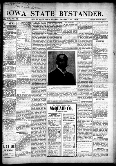 Iowa State Bystander, Jan 31, 1908