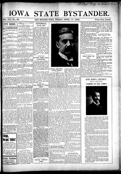 Iowa State Bystander, Apr 17, 1908