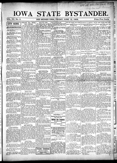 Iowa State Bystander, Jun 12, 1908