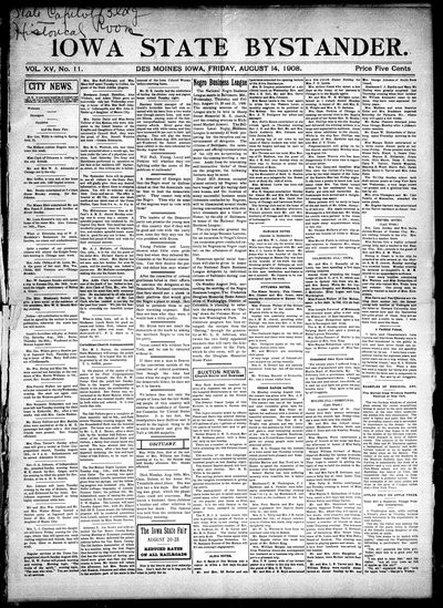 Iowa State Bystander, Aug 14, 1908