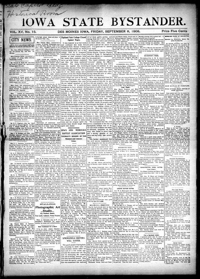 Iowa State Bystander, Sep 11, 1908
