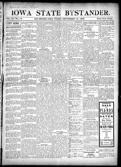 Iowa State Bystander, Sep 18, 1908
