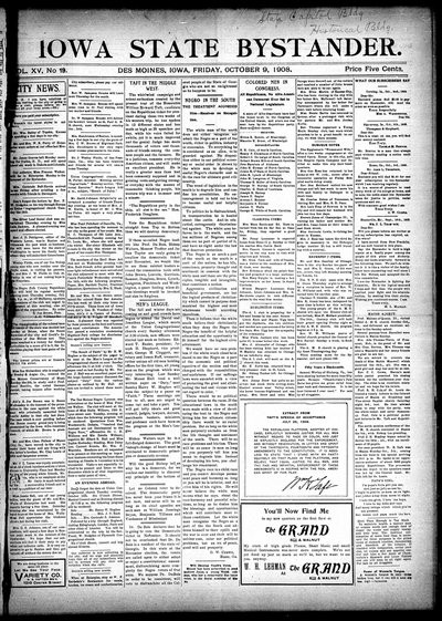 Iowa State Bystander, Oct 9, 1908