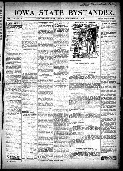 Iowa State Bystander, Oct 16, 1908