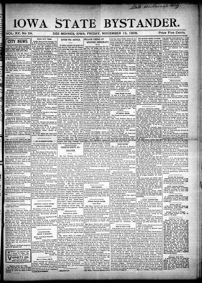 Iowa State Bystander, Nov 13, 1908