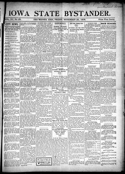 Iowa State Bystander, Nov 20, 1908
