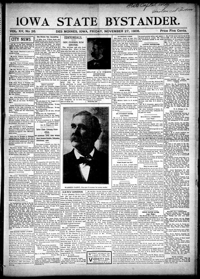 Iowa State Bystander, Nov 27, 1908