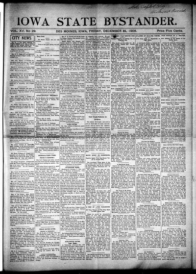 Iowa State Bystander, Dec 25, 1908