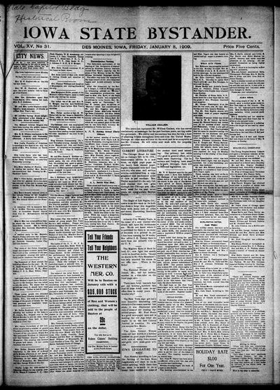Iowa State Bystander, Jan 8, 1909
