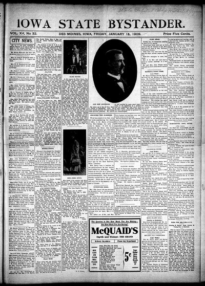 Iowa State Bystander, Jan 15, 1909