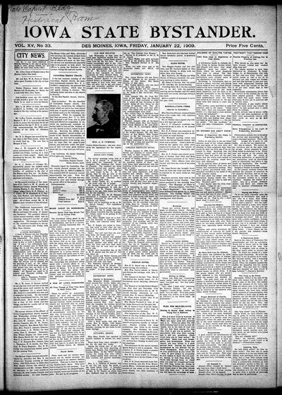 Iowa State Bystander, Jan 22, 1909