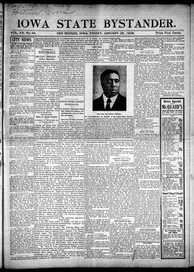 Iowa State Bystander, Jan 29, 1909