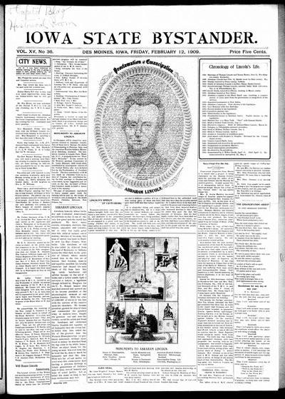 Iowa State Bystander, Feb 12, 1909