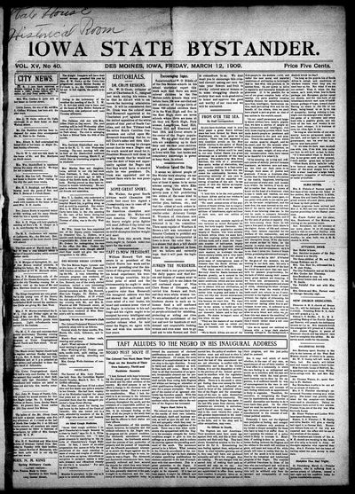 Iowa State Bystander, Mar 12, 1909