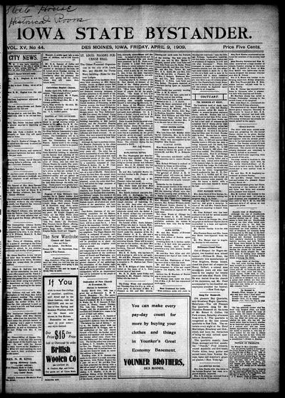 Iowa State Bystander, Apr 9, 1909