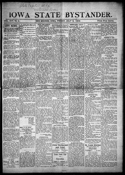 Iowa State Bystander, Jul 9, 1909