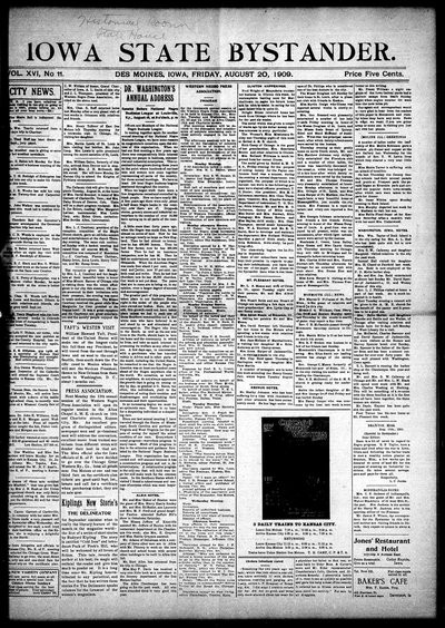 Iowa State Bystander, Aug 20, 1909