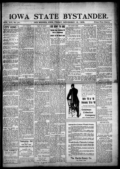 Iowa State Bystander, Nov 19, 1909