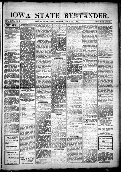 Iowa State Bystander, Jun 17, 1910